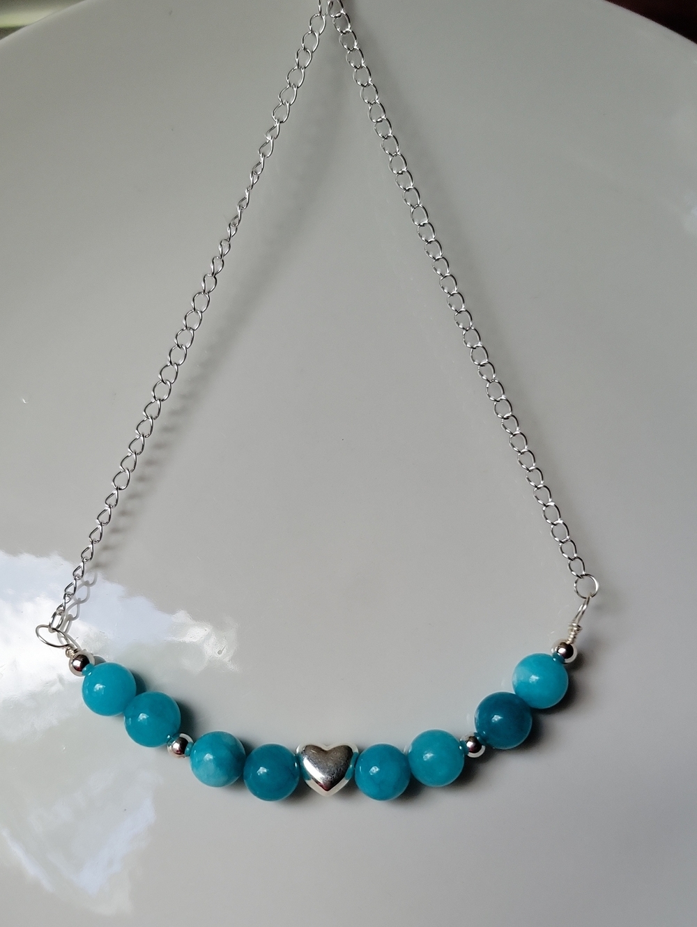 Sea Blue Quartz Silver Necklace